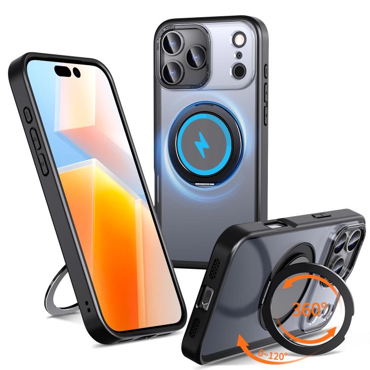For iPhone 17 Pro 360-degree Rotating MagSafe Magnetic Holder Phone Case(Black)