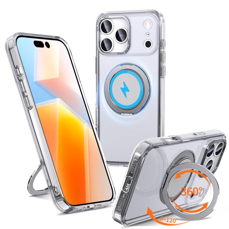 For iPhone 17 Pro 360-degree Rotating MagSafe Magnetic Holder Phone Case(Transparent)