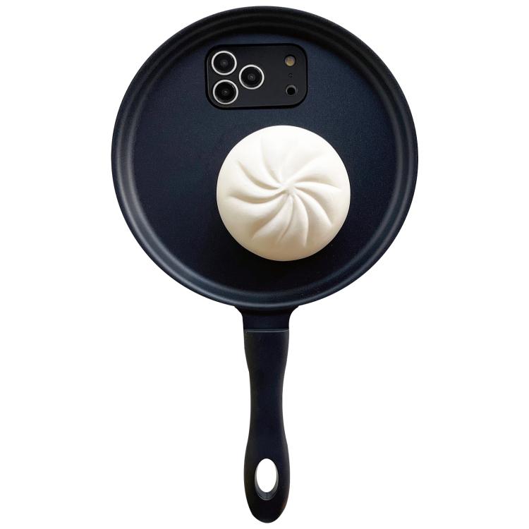 For iPhone 17 Pro 3D Frying Pan Bread Phone Case(Black)