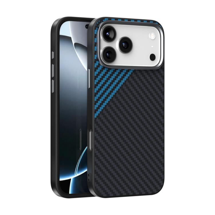 For iPhone 17 Pro ABEEL C Carbon Fiber Series 6D Micro Relief MagSafe Phone Case(Black Blue)