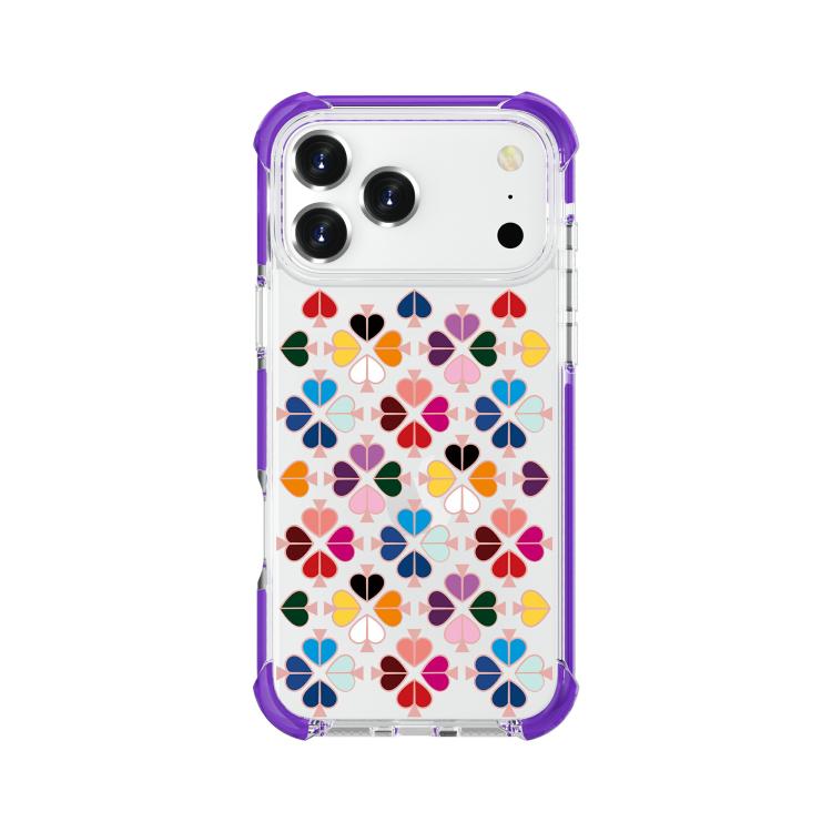 For iPhone 17 Pro Acrylic Four-Corner Shockproof Heart Pattern Phone Case(Purple)