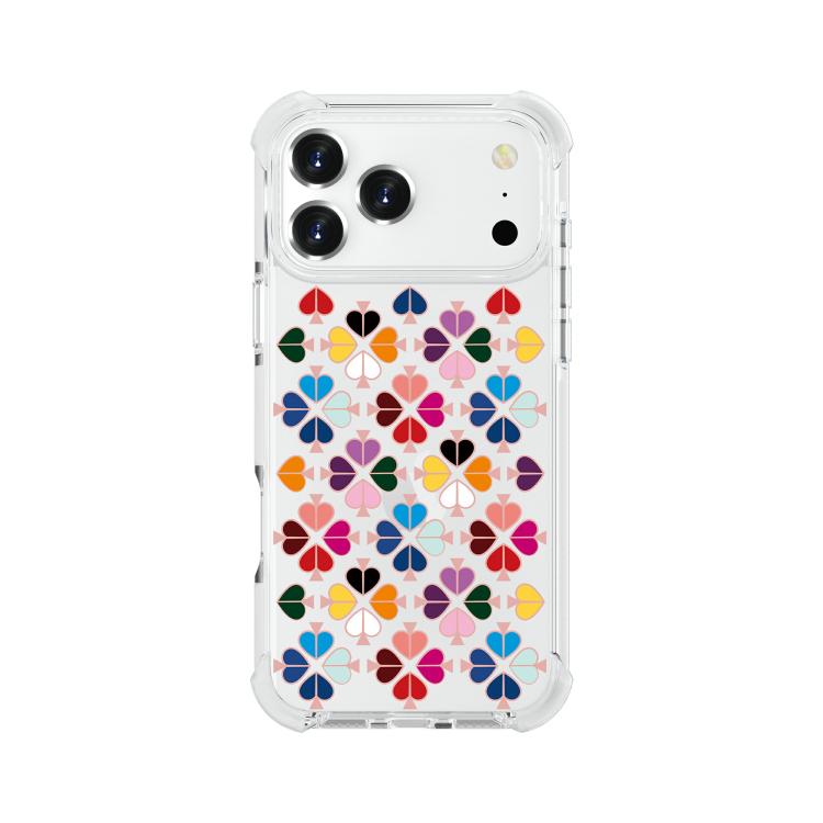 For iPhone 17 Pro Acrylic Four-Corner Shockproof Heart Pattern Phone Case(Transparent White)
