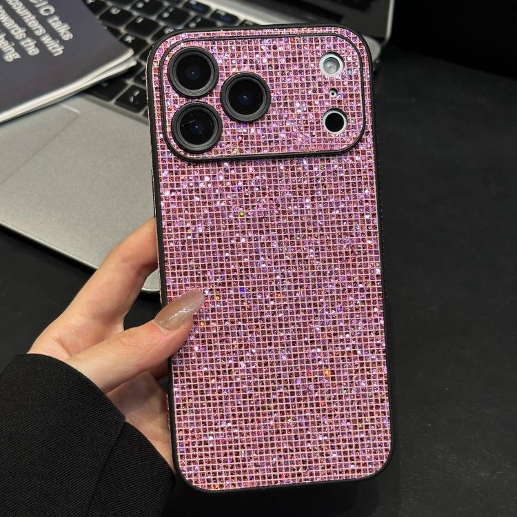 For iPhone 17 Pro Acrylic Rhinestone Full Coverage Phone Case(Pink)