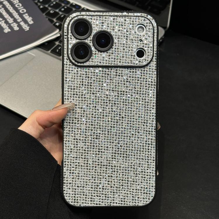 For iPhone 17 Pro Acrylic Rhinestone Full Coverage Phone Case(Silver)