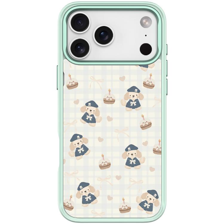 For iPhone 17 Pro Adorable Beret Puppy Pattern Magnetic Phone Case(Light Green)