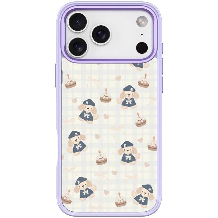 For iPhone 17 Pro Adorable Beret Puppy Pattern Magnetic Phone Case(Light Purple)
