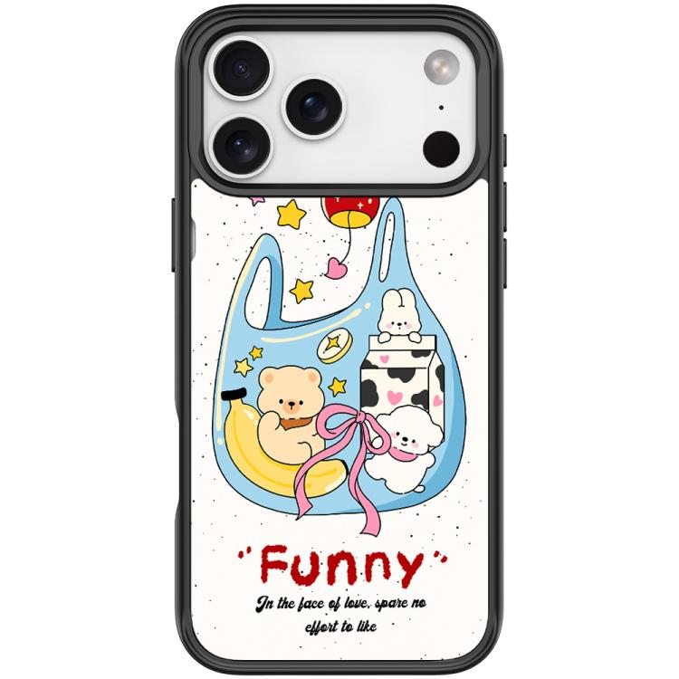 For iPhone 17 Pro Adorable Handbag Bear Pattern Magnetic Phone Case(Black)
