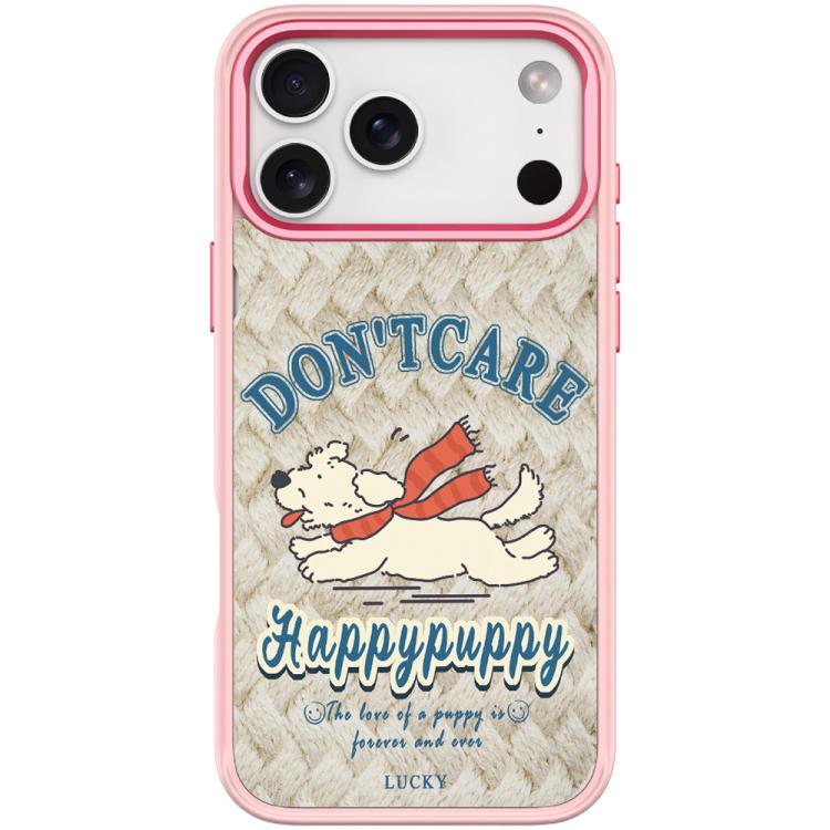 For iPhone 17 Pro Adorable Happy Puppy Pattern Magnetic Phone Case(Pink)