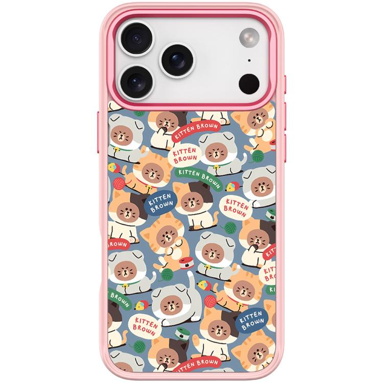 For iPhone 17 Pro Adorable Little Bear Pattern Magnetic Phone Case(Pink)
