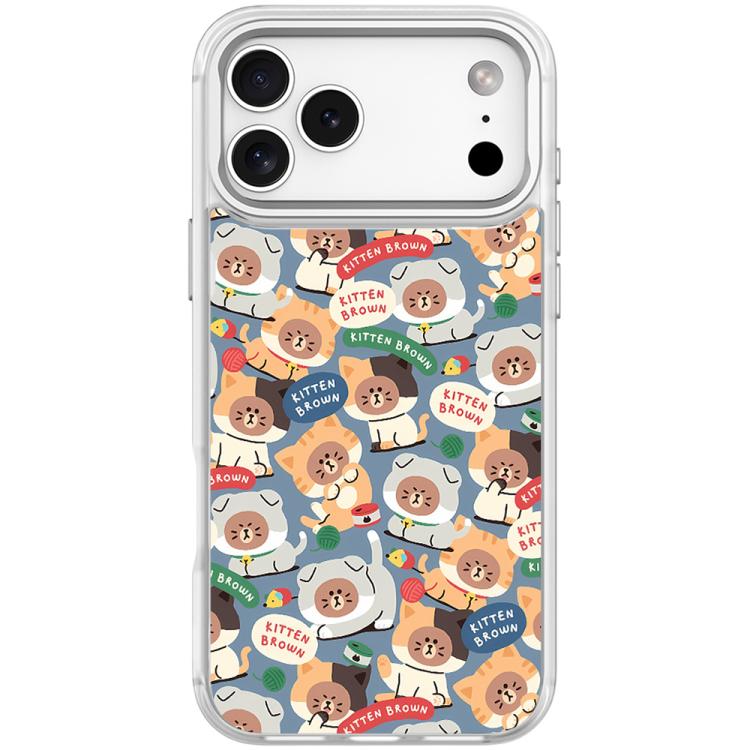 For iPhone 17 Pro Adorable Little Bear Pattern Magnetic Phone Case(Transparent White)