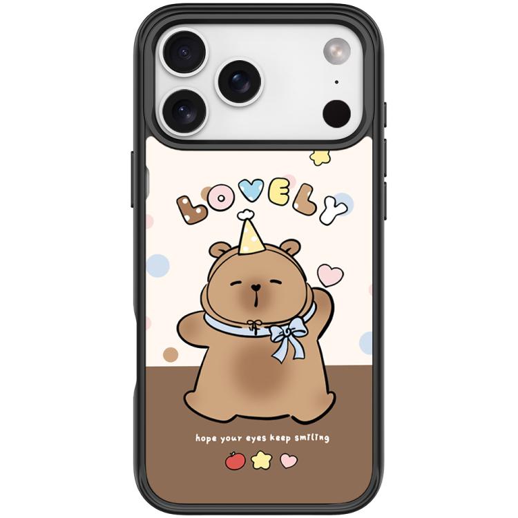 For iPhone 17 Pro Adorable Little Capybara Pattern Magnetic Phone Case(Black)