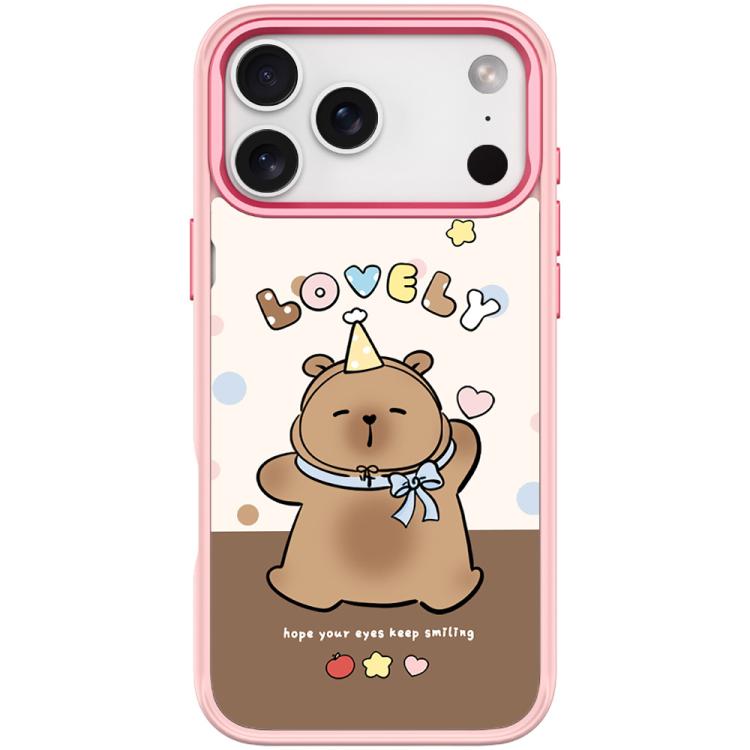 For iPhone 17 Pro Adorable Little Capybara Pattern Magnetic Phone Case(Pink)