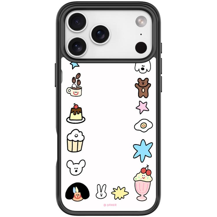 For iPhone 17 Pro Adorable Little Guy Pattern Magnetic Phone Case(Black)