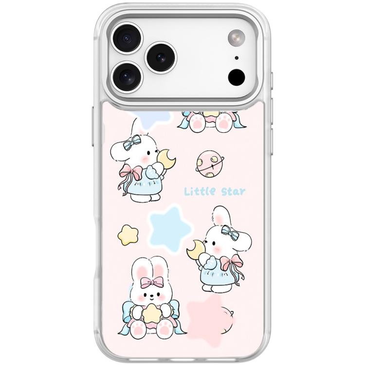 For iPhone 17 Pro Adorable Rabbit and Little Star Pattern Magnetic Phone Case(Transparent White)