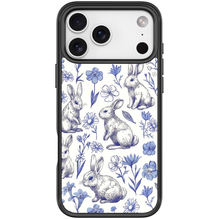For iPhone 17 Pro Adorable Sketch Rabbit Pattern Magnetic Phone Case(Black)