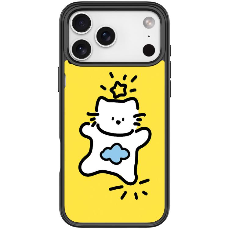 For iPhone 17 Pro Adorable Stars Cloud Cat Pattern Magnetic Phone Case(Black)