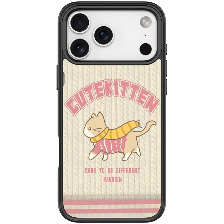 For iPhone 17 Pro Adorable Woolen Cat Pattern Magnetic Phone Case(Black)