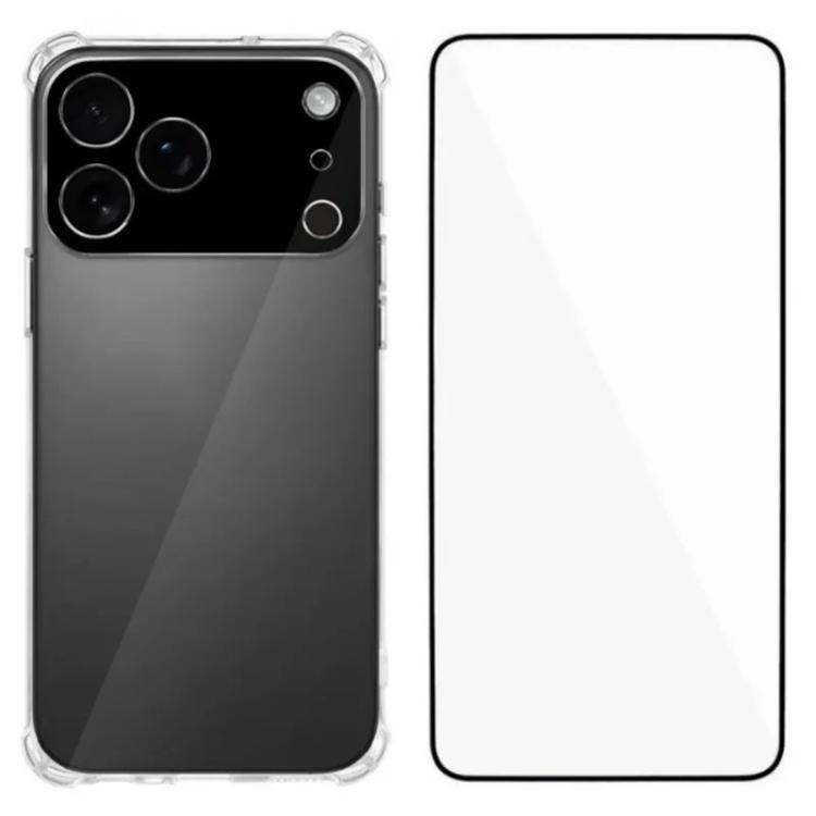 For iPhone 17 Pro Airbag Corners Transparent TPU Phone Case with Screen Film(Transparent)