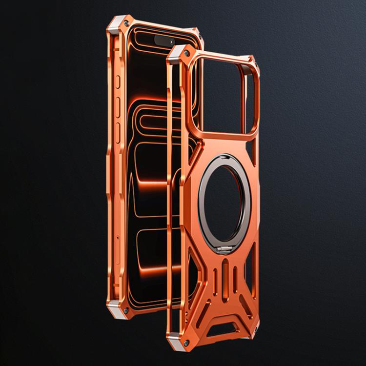 For iPhone 17 Pro Aluminum Alloy Borderless MagSafe Rotating Holder Phone Case(Orange)