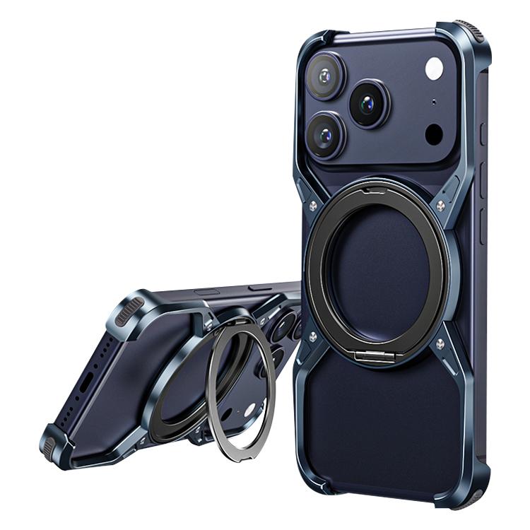 For iPhone 17 Pro Aluminum Alloy Frameless 360-Degree Rotating Phone Case(Blue)