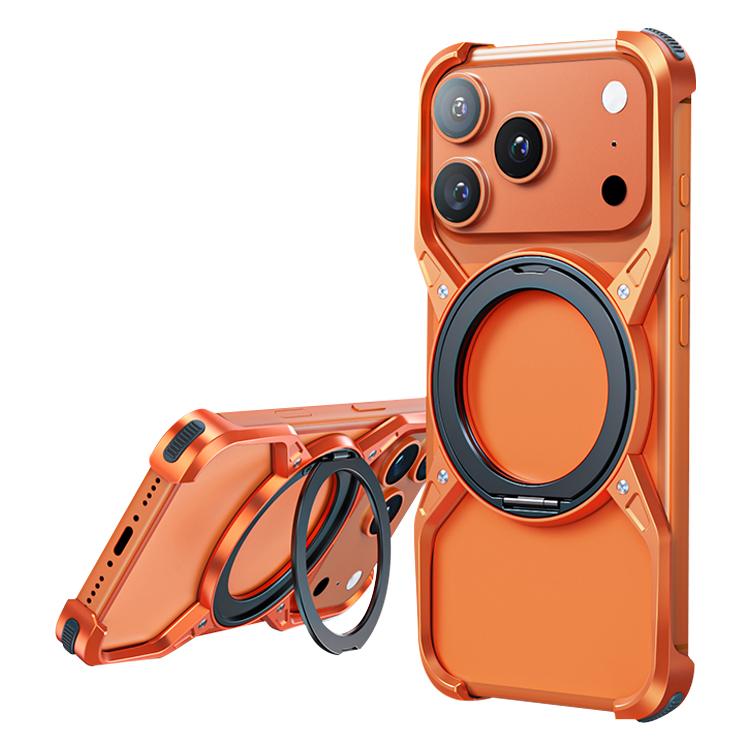 For iPhone 17 Pro Aluminum Alloy Frameless 360-Degree Rotating Phone Case(Orange)