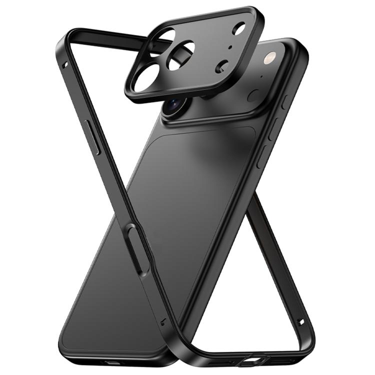 For iPhone 17 Pro Aluminum Alloy Hybrid Silicone Edge Thin Cooling Phone Frame Case with Metal Lens Frame(Black)
