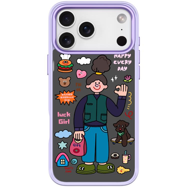For iPhone 17 Pro American Girl Pattern Magnetic Phone Case(Light Purple)