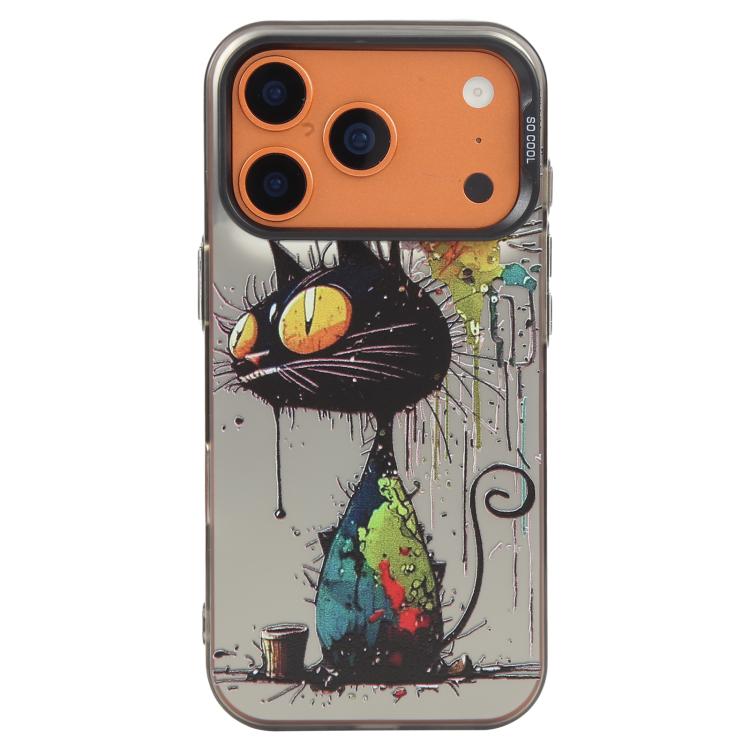 For iPhone 17 Pro Animal Pattern Oil Painting Series PC + TPU Phone Case(Black Cat)