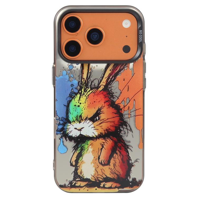 For iPhone 17 Pro Animal Pattern Oil Painting Series PC + TPU Phone Case(Fat Rabbit)