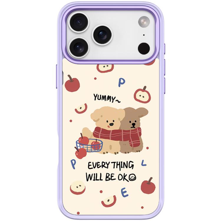 For iPhone 17 Pro Apple Dog Pattern Magnetic Phone Case(Light Purple)