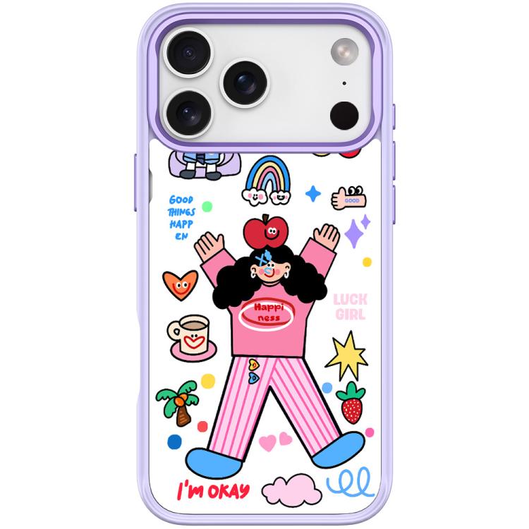 For iPhone 17 Pro Apple Little Girl Pattern Magnetic Phone Case(Light Purple)