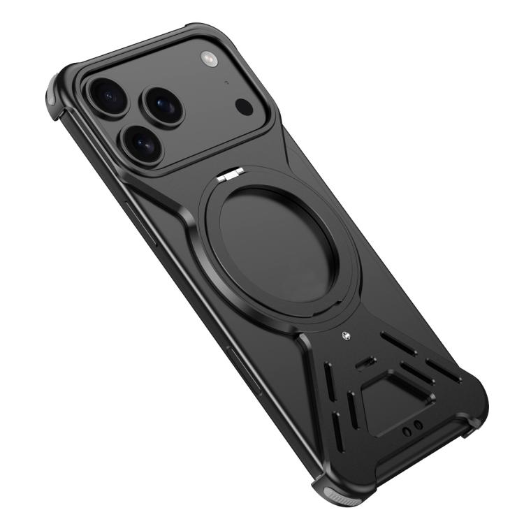 For iPhone 17 Pro Armor 360 Holder Frameless Alloy MagSafe Phone Case(Black)