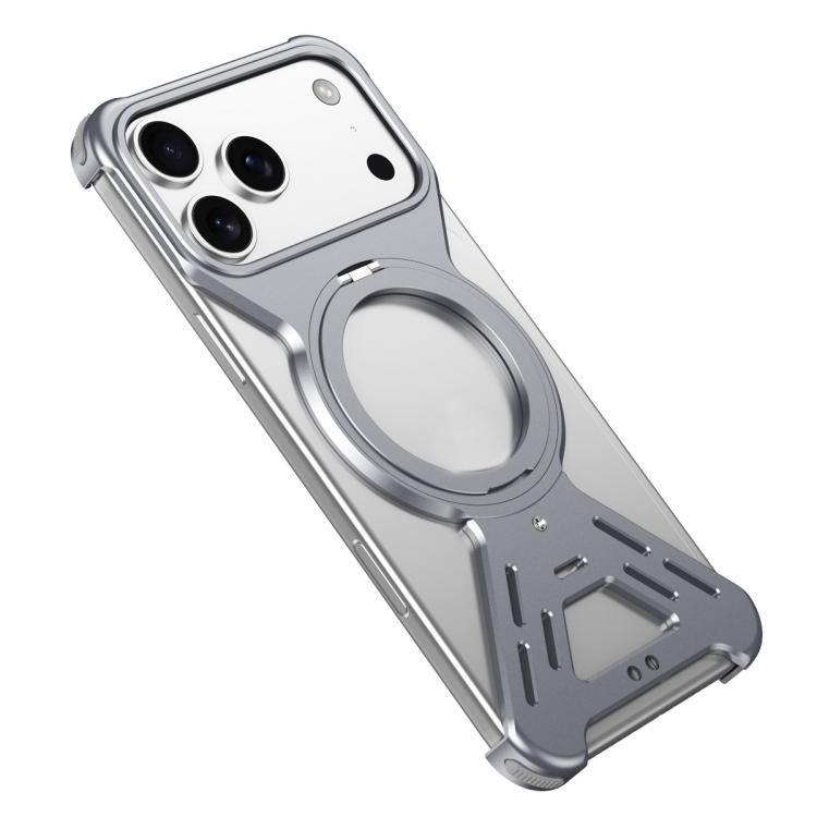 For iPhone 17 Pro Armor 360 Holder Frameless Alloy MagSafe Phone Case(Space Gray)