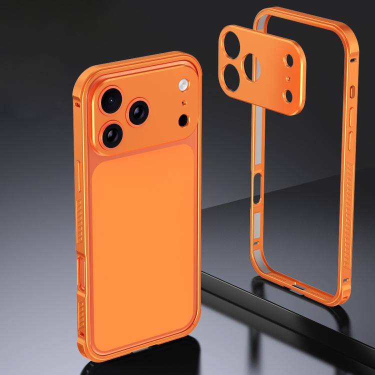 For iPhone 17 Pro Armor Dual-side Anti-slip Metal Frame Case with Lens Cover(Orange)