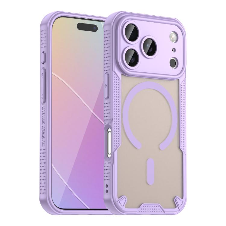 For iPhone 17 Pro Armor Glaze MagSafe Magnetic Phone Case(Purple)