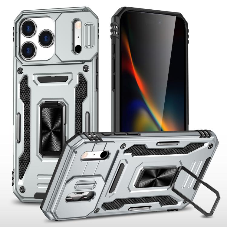 For iPhone 17 Pro Armor PC + TPU Camera Shield Phone Case(Grey)