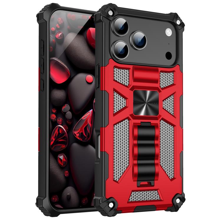 For iPhone 17 Pro Armor Shockproof TPU + PC Magnetic Phone Case with Holder(Red)