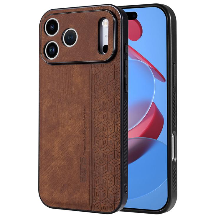 For iPhone 17 Pro AZNS 3D Embossed Skin Feel Phone Case(Brown)
