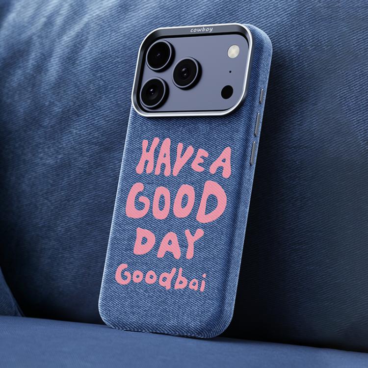For iPhone 17 Pro Beautiful Series Denim Texture Full Coverage Magnetic Phone Case(Blue)