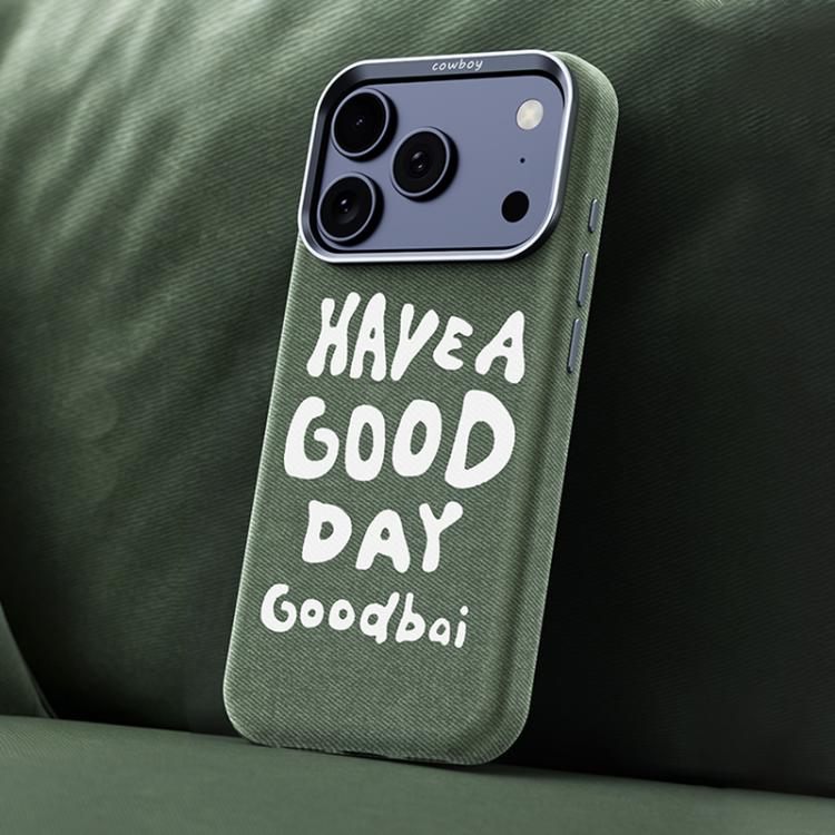For iPhone 17 Pro Beautiful Series Denim Texture Full Coverage Magnetic Phone Case(Green)