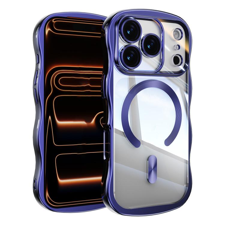 For iPhone 17 Pro Big Wave Electroplating MagSafe Magnetic Phone Case(Dark Purple)