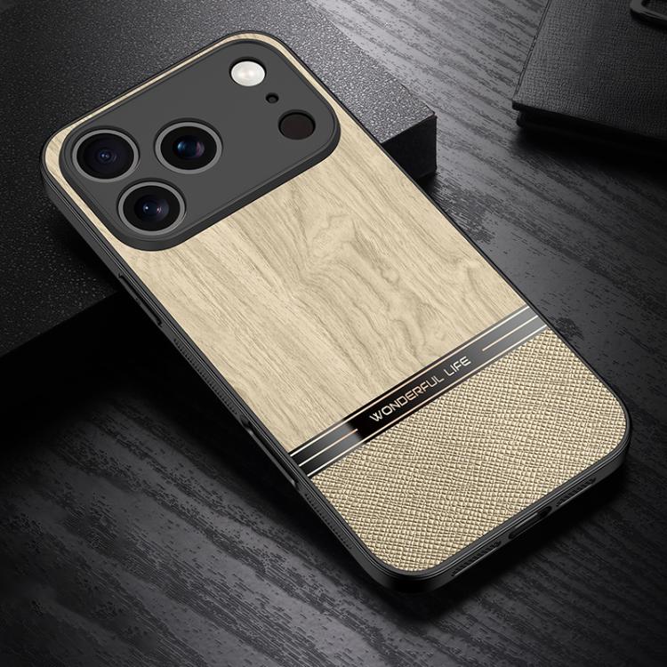 For iPhone 17 Pro Bionic Tree Texture Full Coverage Phone Case(Beige)