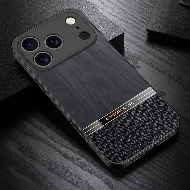 For iPhone 17 Pro Bionic Tree Texture Full Coverage Phone Case(Black)