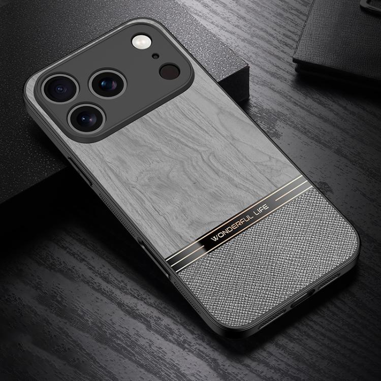 For iPhone 17 Pro Bionic Tree Texture Full Coverage Phone Case(Grey)