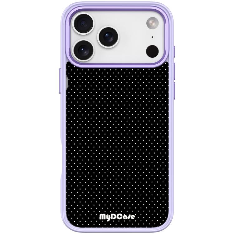 For iPhone 17 Pro Black Dots Pattern Magnetic Phone Case(Light Purple)