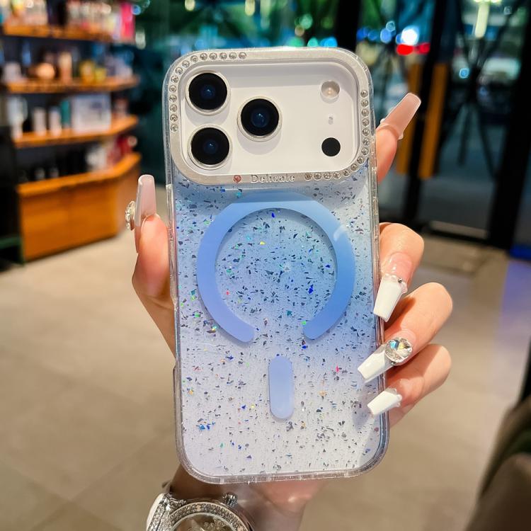 For iPhone 17 Pro Blink Series Metal Lens Frame MagSafe Magnetic IMD Phone Case(Ultramarine)