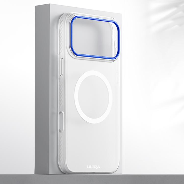 For iPhone 17 Pro Blues Series Skin Feel Magnetic PC Phone Case(Transparent White)