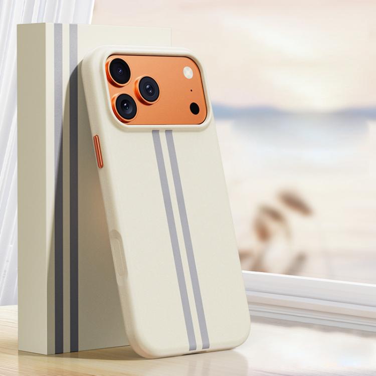 For iPhone 17 Pro Boundless Rock Sand Starting Line Series Contrast Color Magnetic Phone Case(Beige)