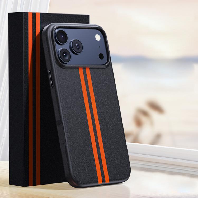 For iPhone 17 Pro Boundless Rock Sand Starting Line Series Contrast Color Magnetic Phone Case(Black)
