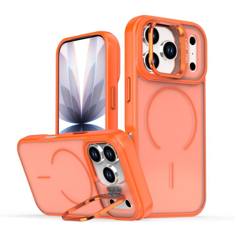 For iPhone 17 Pro Bright Color Frosted Skin-feel Camera Bracket Magsafe Phone Case(Orange)